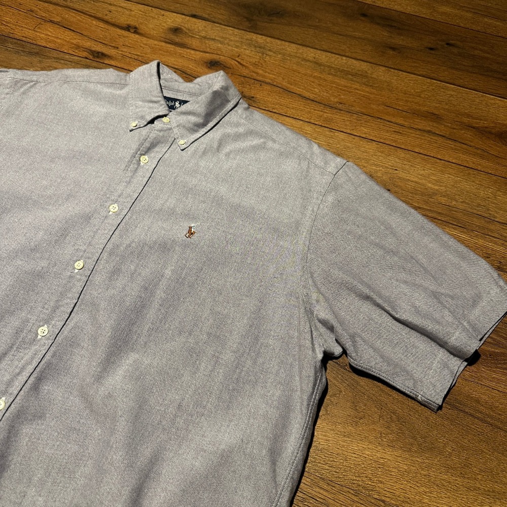 Vintage Ralph Lauren Light Purple Blaire Button Down Mens L Short Sleeve Shirt